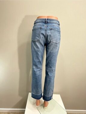 DL1961 Mara Ankle Saratoga Blue Straight Crop Jeans Raw Hem Size 29
